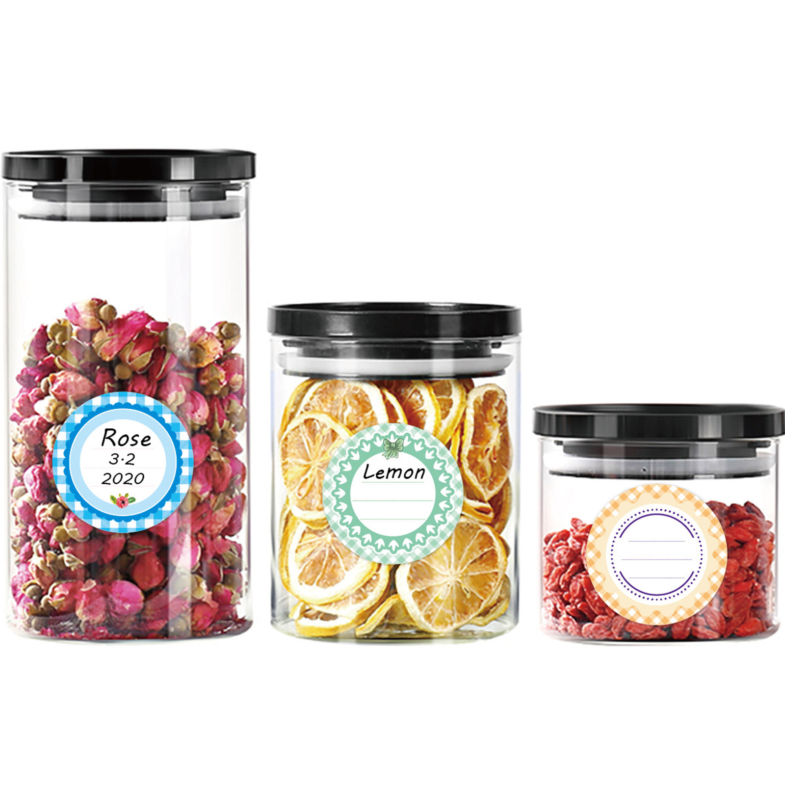 Food Storage Glass Round - 20 Lembar Stiker Label Bulat Berwarna