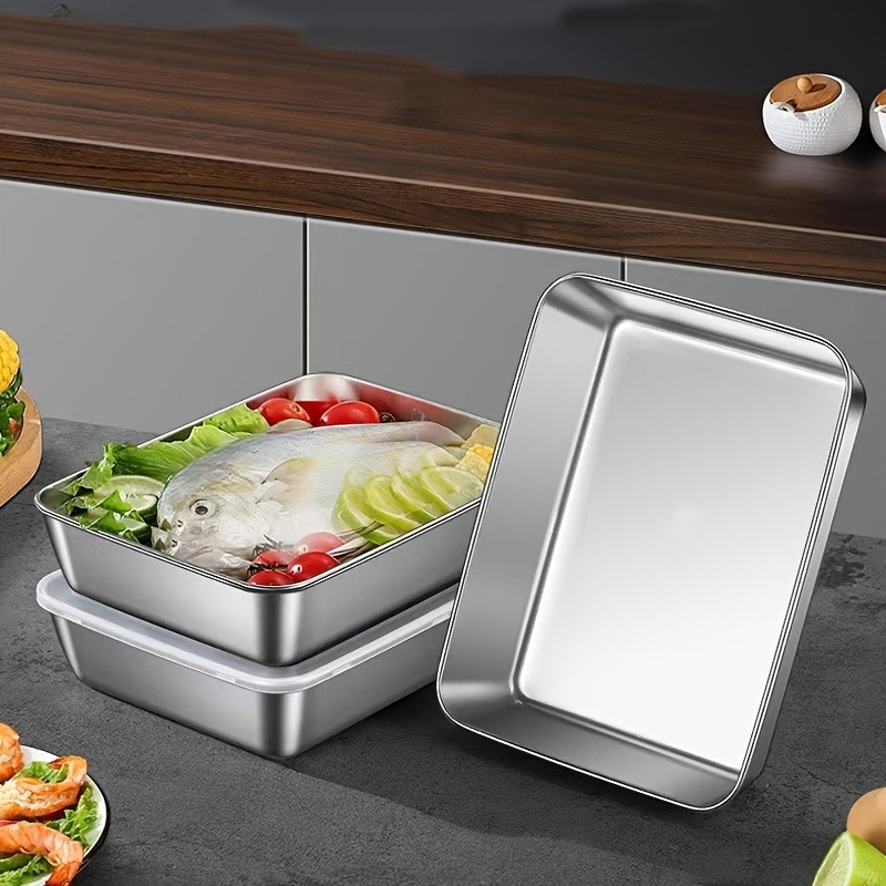 Food Storage Containers With Lids - 3/6Pcs Wadah Penyimpanan Makanan Persegi Panjang