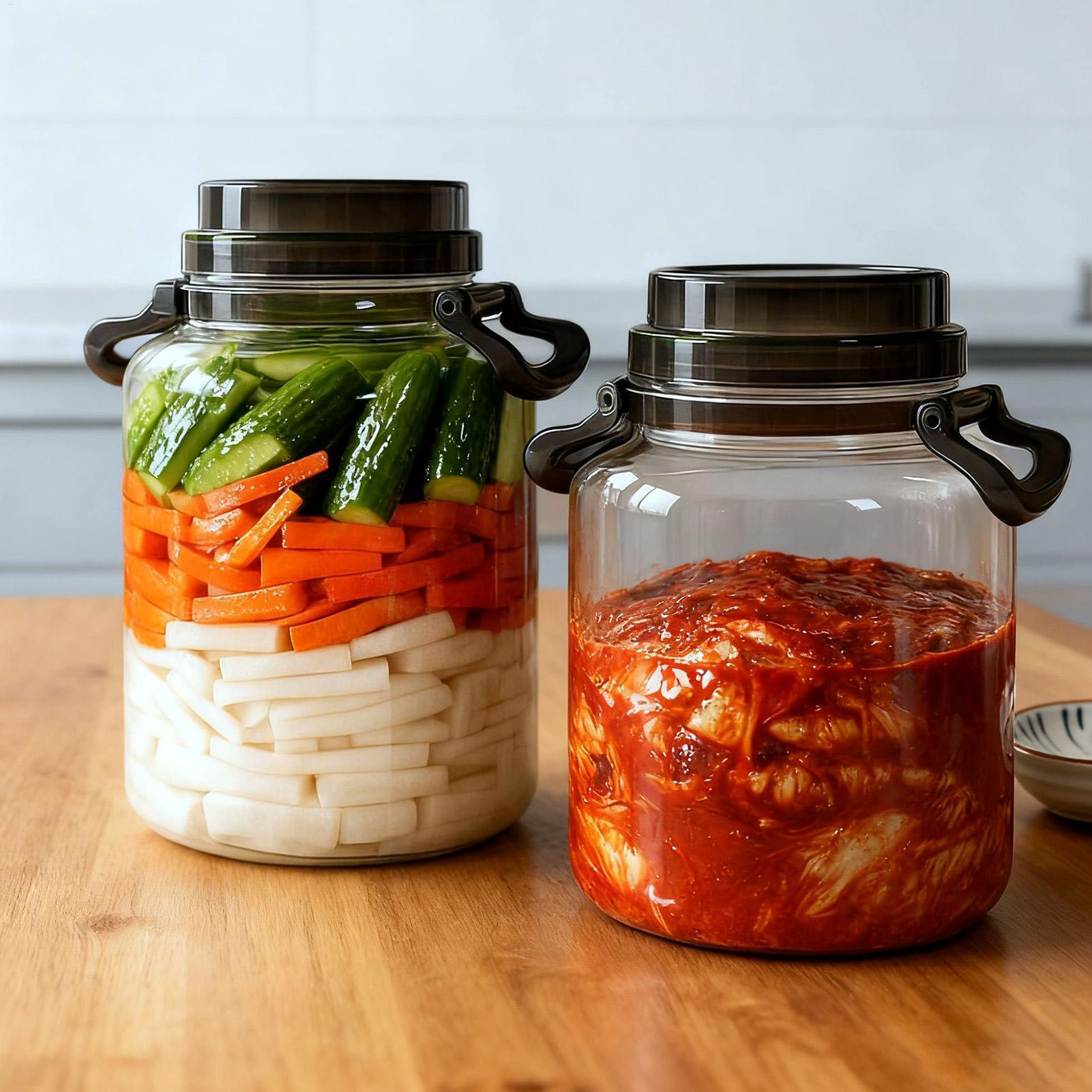 Food Storage Glass Round - Toples Asinan Kaca 5L dengan Tutup