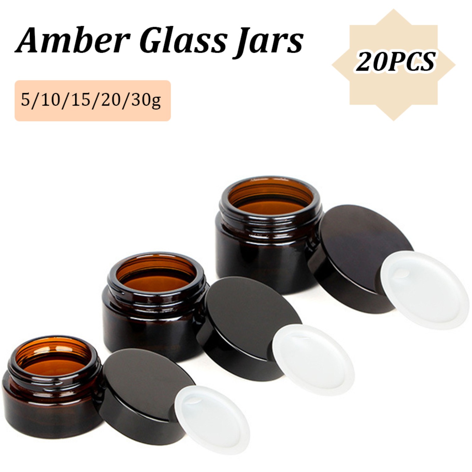 Food Storage Glass Round - Stoples kaca Amber kecil dengan tutup