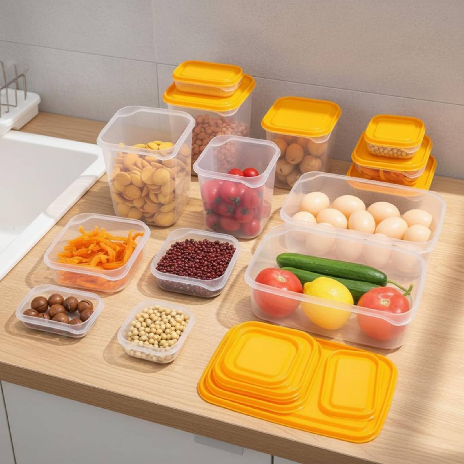 17 Buah Set Kotak Penyimpanan  - Food Storage Plastic Containers With Lids ulasan dan harga