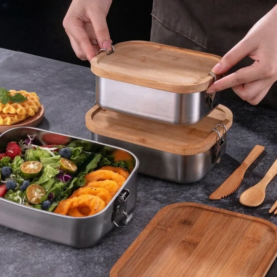 Kotak Makan Siang Tutup Bambu  - Food Storage Plastic Containers With Lids ulasan dan harga