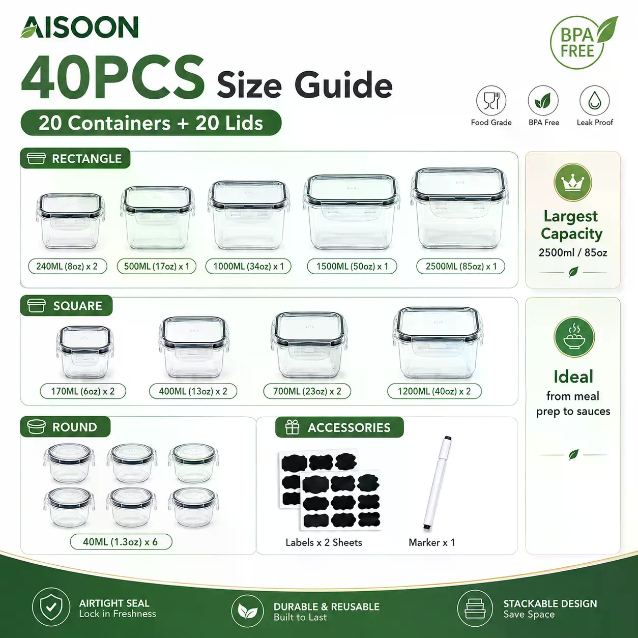40 PCS Set Wadah Penyimpanan M - Food Storage Plastic Containers With Lids ulasan dan harga