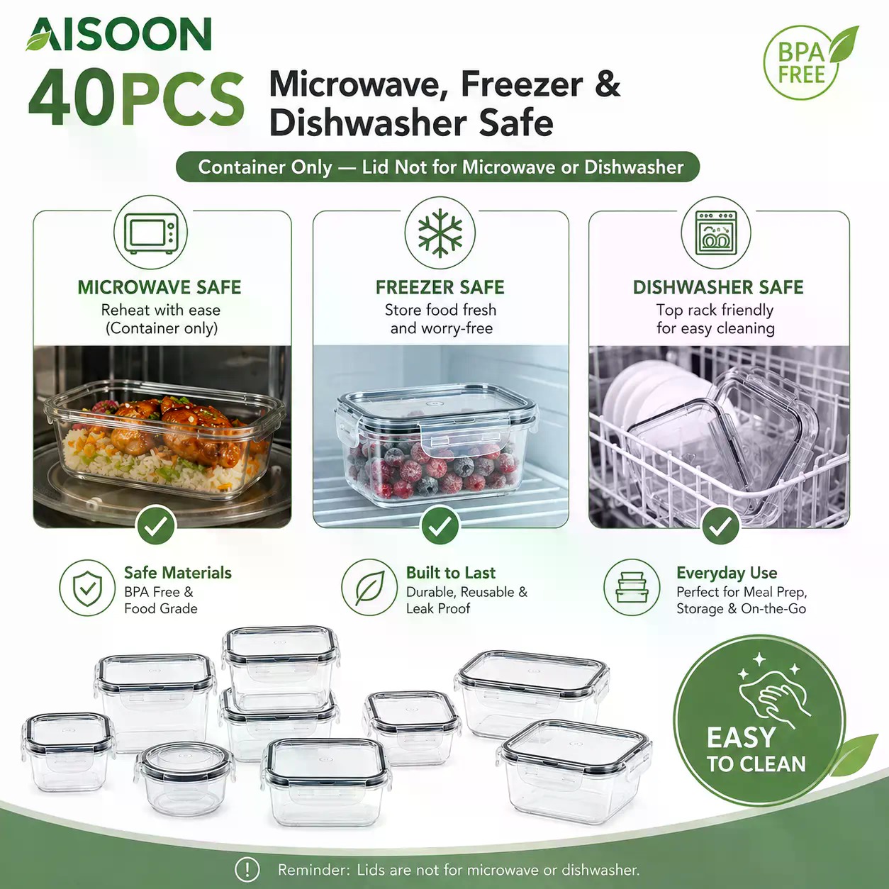 40 PCS Set Wadah Penyimpanan M - Food Storage Plastic Containers With Lids ulasan dan harga
