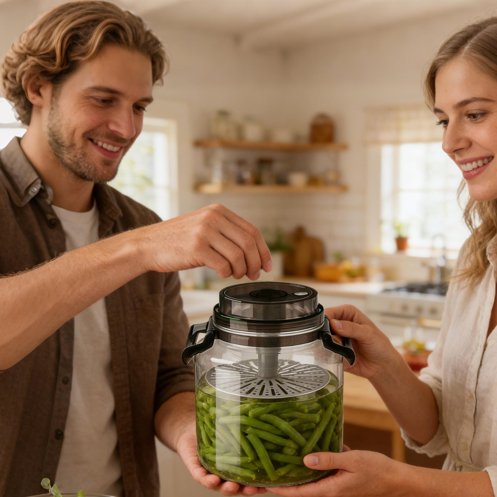 Toples Asinan Kaca 5L dengan T - Food Storage Glass Round ulasan dan harga